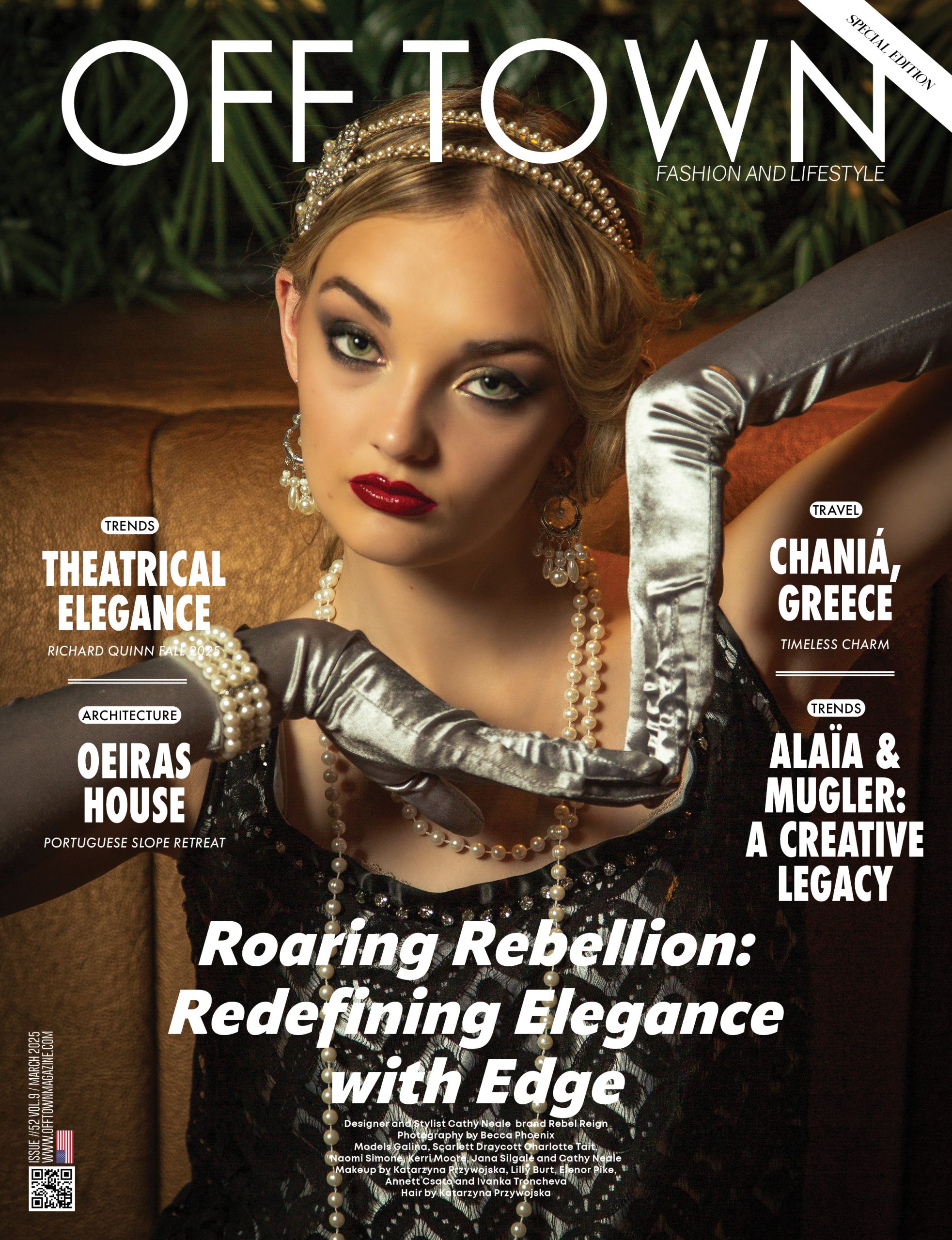 OFF TOWN Magazine cover featuring Cathy Neale design, Roaring Rebellion 1920s issue